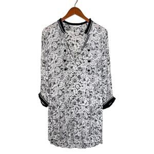 Poupette St Barth Floral V-Neck Long Sleeve Mini Dress S